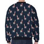 Santa Claus Llama Xmas Pattern Print Zip Sleeve Bomber Jacket