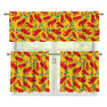 Santa Claus T-Rex Christmas Dino Print 3 Piece Kitchen Curtains