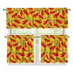 Santa Claus T-Rex Christmas Dino Print 3 Piece Kitchen Curtains