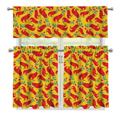 Santa Claus T-Rex Christmas Dino Print 3 Piece Kitchen Curtains