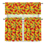 Santa Claus T-Rex Christmas Dino Print 3 Piece Kitchen Curtains