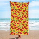 Santa Claus T-Rex Christmas Dino Print Beach Towel