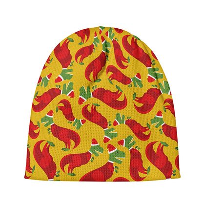 Santa Claus T-Rex Christmas Dino Print Beanie