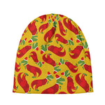 Santa Claus T-Rex Christmas Dino Print Beanie