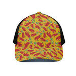 Santa Claus T-Rex Christmas Dino Print Black Mesh Trucker Cap