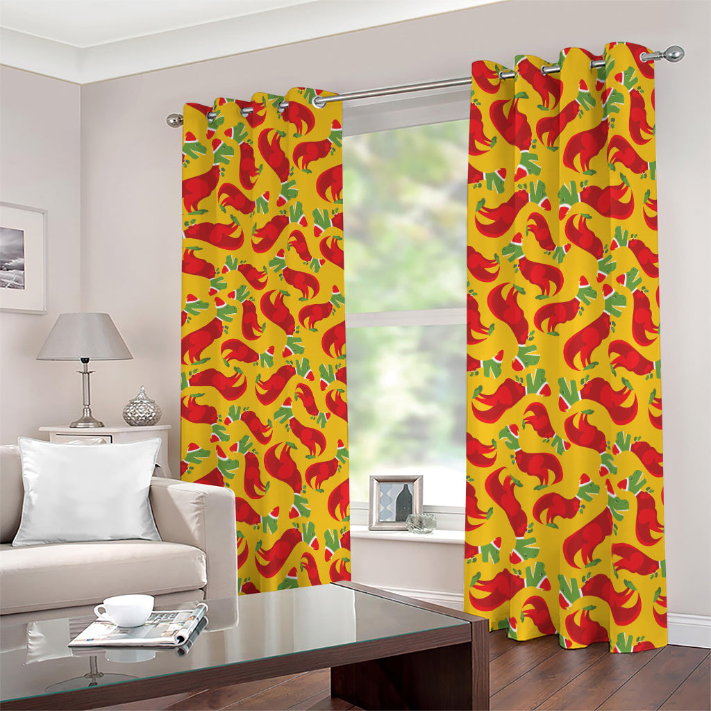 Santa Claus T-Rex Christmas Dino Print Blackout Grommet Curtains
