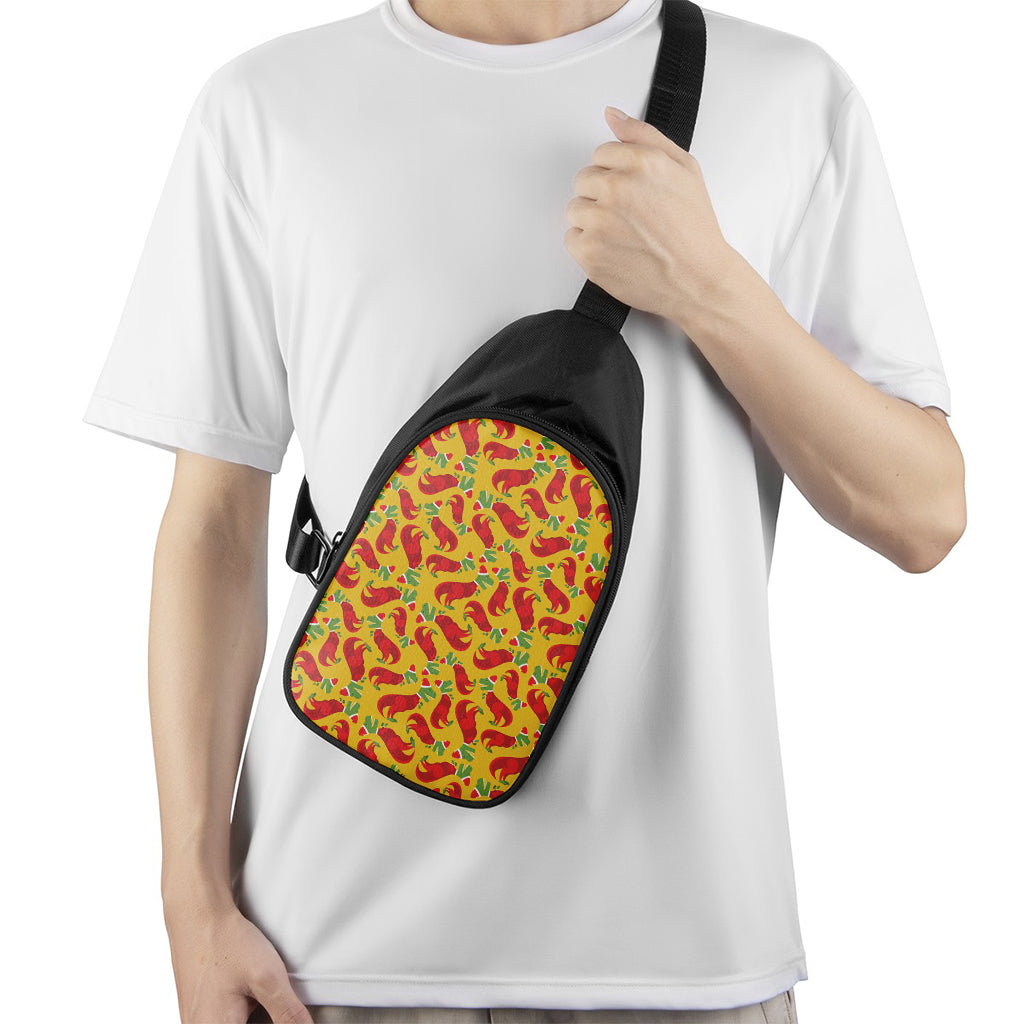 Santa Claus T-Rex Christmas Dino Print Chest Bag