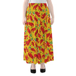 Santa Claus T-Rex Christmas Dino Print Chiffon Maxi Skirt