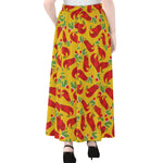 Santa Claus T-Rex Christmas Dino Print Chiffon Maxi Skirt