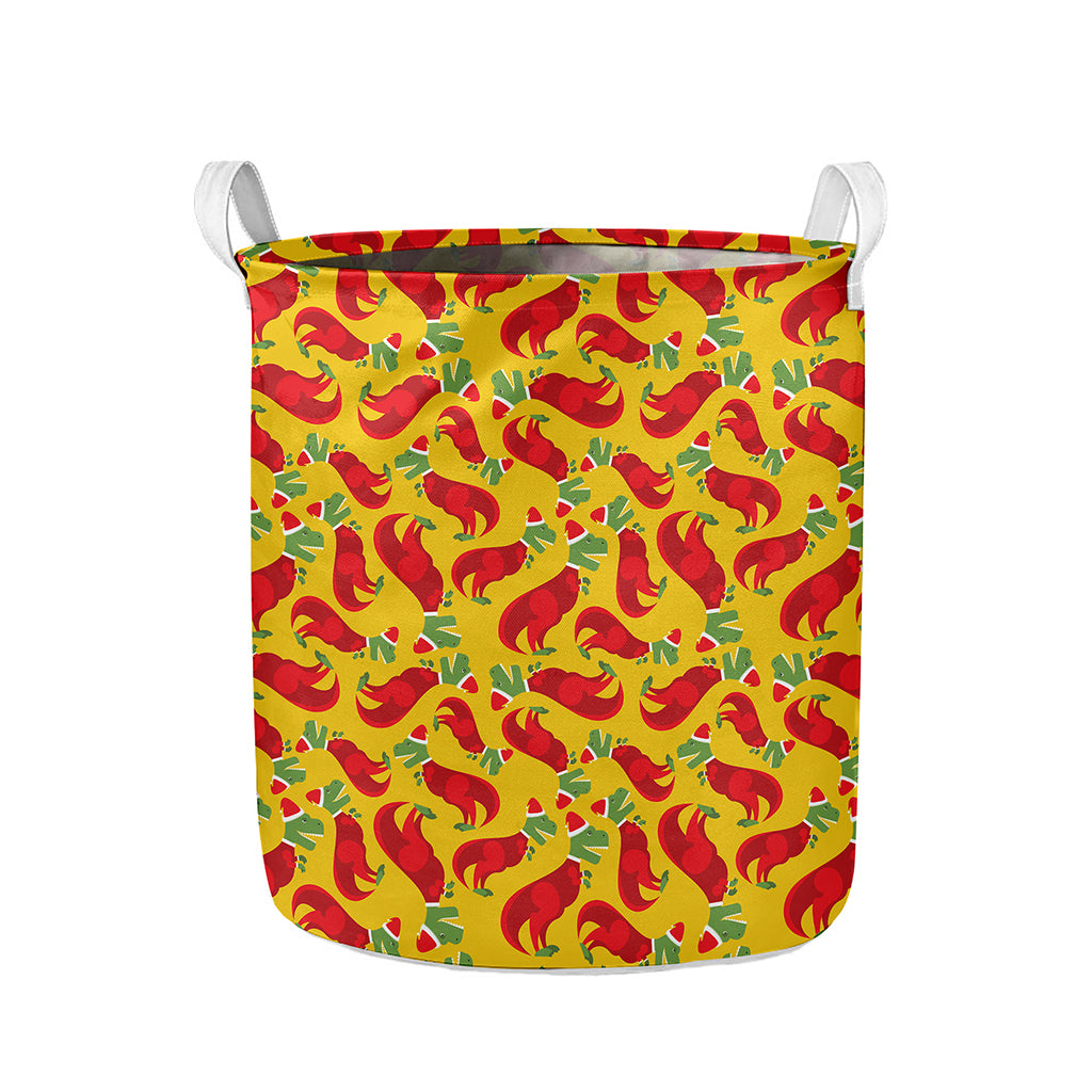 Santa Claus T-Rex Christmas Dino Print Collapsible Laundry Basket