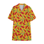 Santa Claus T-Rex Christmas Dino Print Cotton Hawaiian Shirt