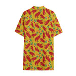 Santa Claus T-Rex Christmas Dino Print Cotton Hawaiian Shirt