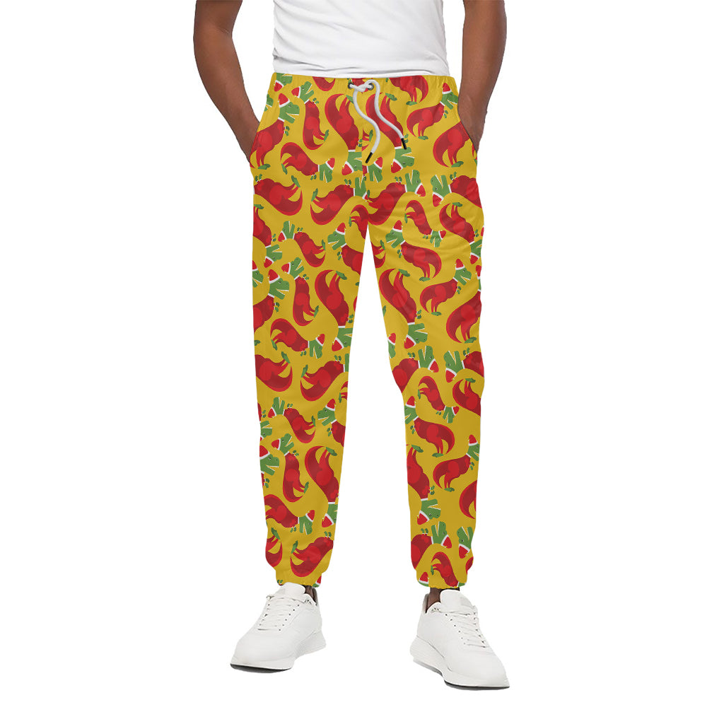 Santa Claus T-Rex Christmas Dino Print Cotton Pants