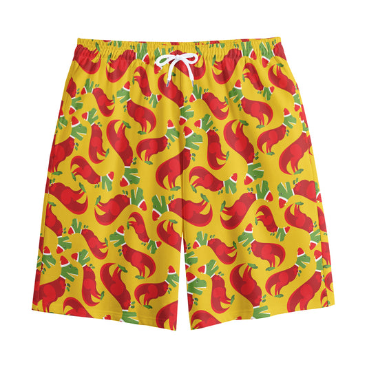 Santa Claus T-Rex Christmas Dino Print Cotton Shorts