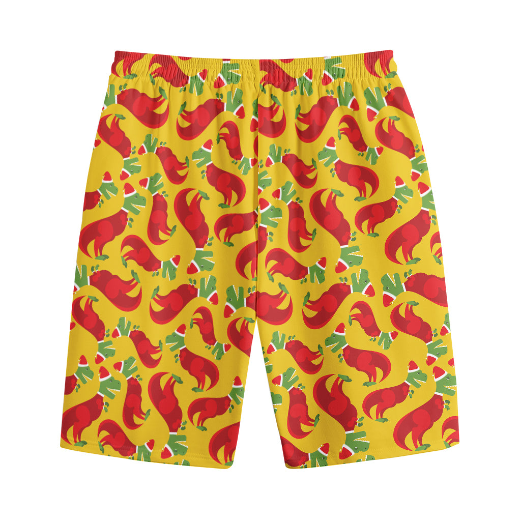 Santa Claus T-Rex Christmas Dino Print Cotton Shorts