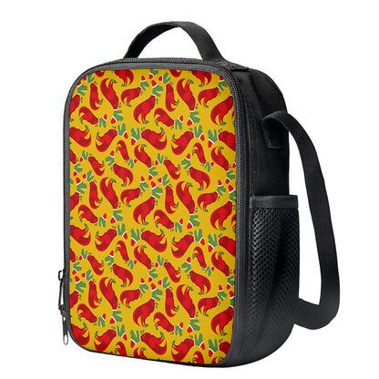 Santa Claus T-Rex Christmas Dino Print Crossbody Lunch Bag