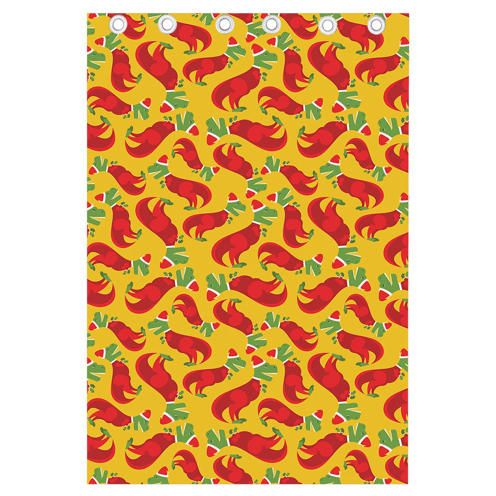 Santa Claus T-Rex Christmas Dino Print Curtain