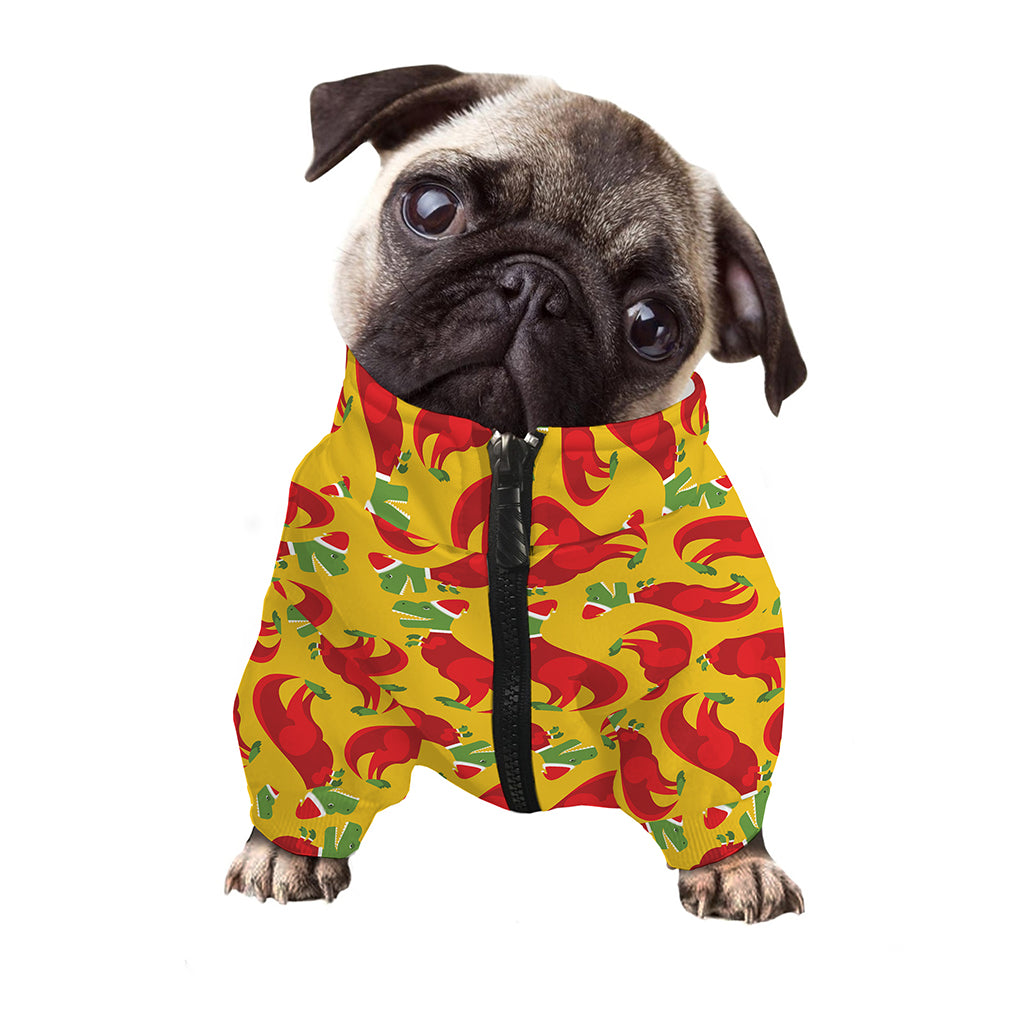 Santa Claus T-Rex Christmas Dino Print Dog Zip Up Jacket