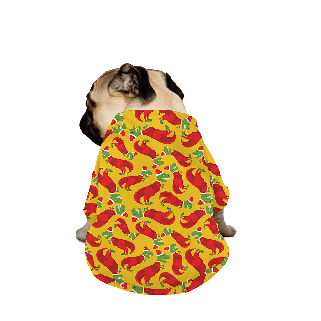 Santa Claus T-Rex Christmas Dino Print Dog Zip Up Jacket