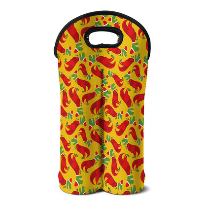 Santa Claus T-Rex Christmas Dino Print Double Neoprene Wine Tote