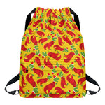 Santa Claus T-Rex Christmas Dino Print Drawstring Backpack