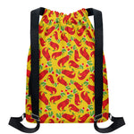 Santa Claus T-Rex Christmas Dino Print Drawstring Backpack