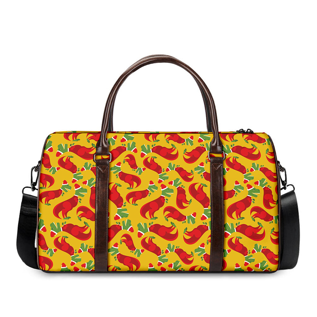 Santa Claus T-Rex Christmas Dino Print Duffle Bag