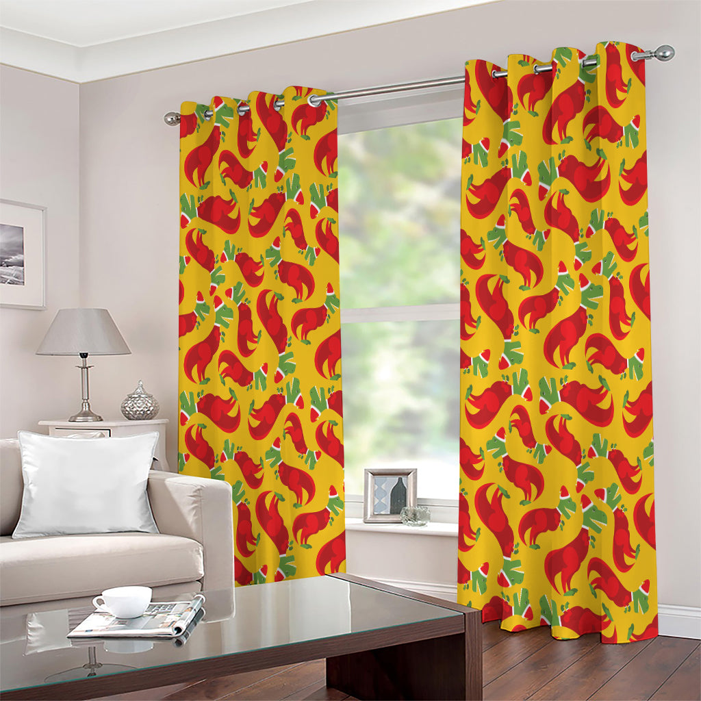 Santa Claus T-Rex Christmas Dino Print Extra Wide Grommet Curtains
