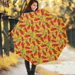 Santa Claus T-Rex Christmas Dino Print Foldable Umbrella