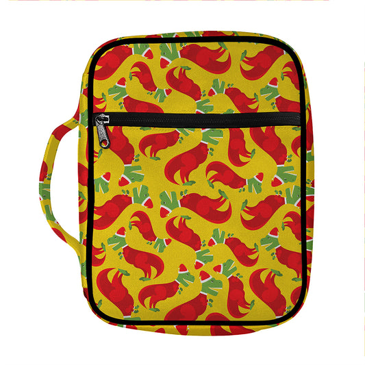 Santa Claus T-Rex Christmas Dino Print Front Pocket Bible Bag