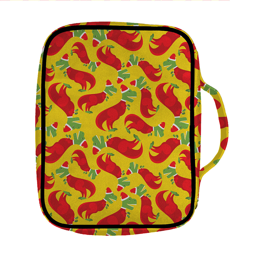 Santa Claus T-Rex Christmas Dino Print Front Pocket Bible Bag