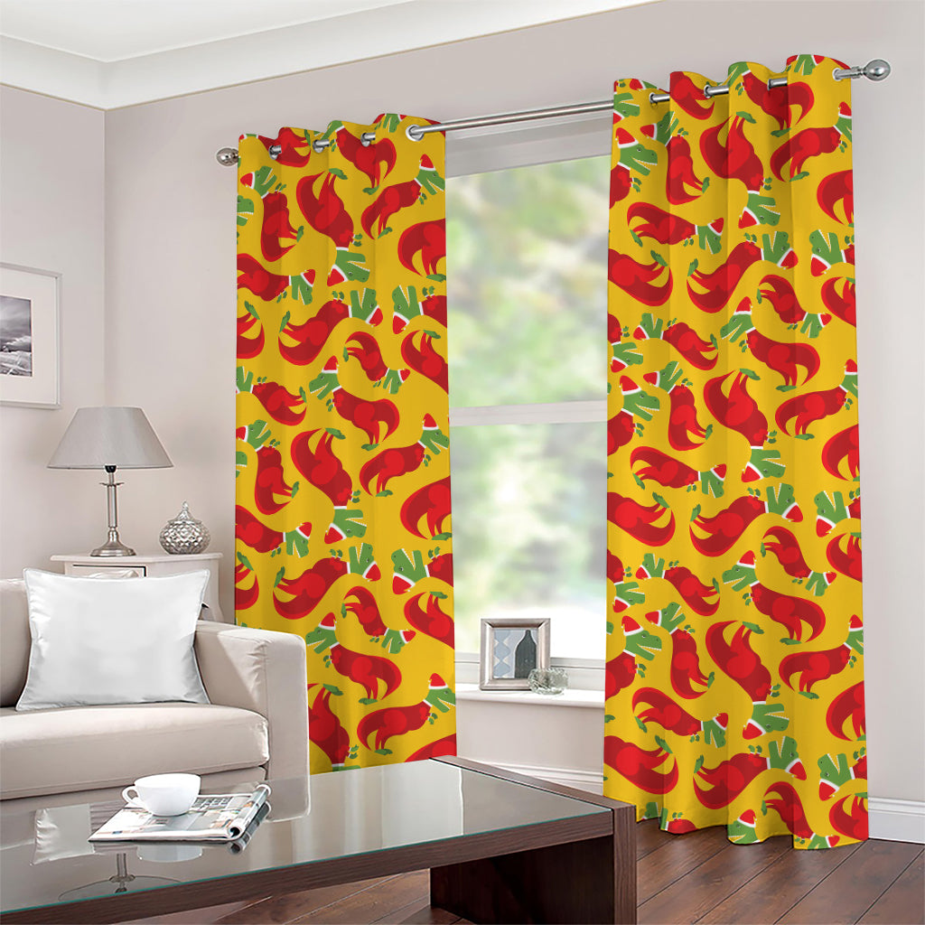 Santa Claus T-Rex Christmas Dino Print Grommet Curtains