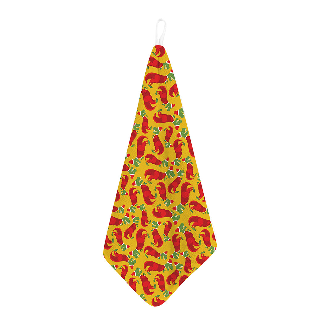 Santa Claus T-Rex Christmas Dino Print Hand Towel