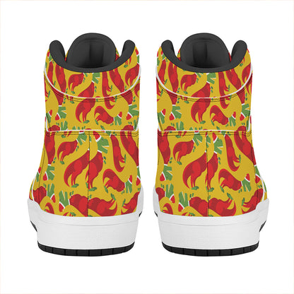 Santa Claus T-Rex Christmas Dino Print High Top Leather Sneakers