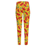 Santa Claus T-Rex Christmas Dino Print High-Waisted Pocket Leggings