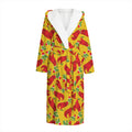 Santa Claus T-Rex Christmas Dino Print Hooded Bathrobe