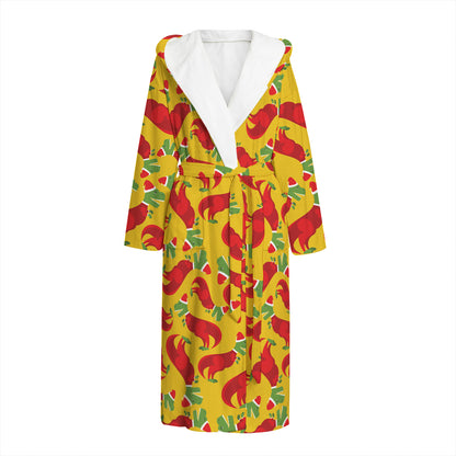 Santa Claus T-Rex Christmas Dino Print Hooded Bathrobe