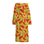 Santa Claus T-Rex Christmas Dino Print Hooded Bathrobe