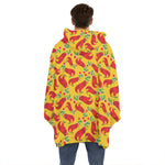 Santa Claus T-Rex Christmas Dino Print Hoodie Blanket