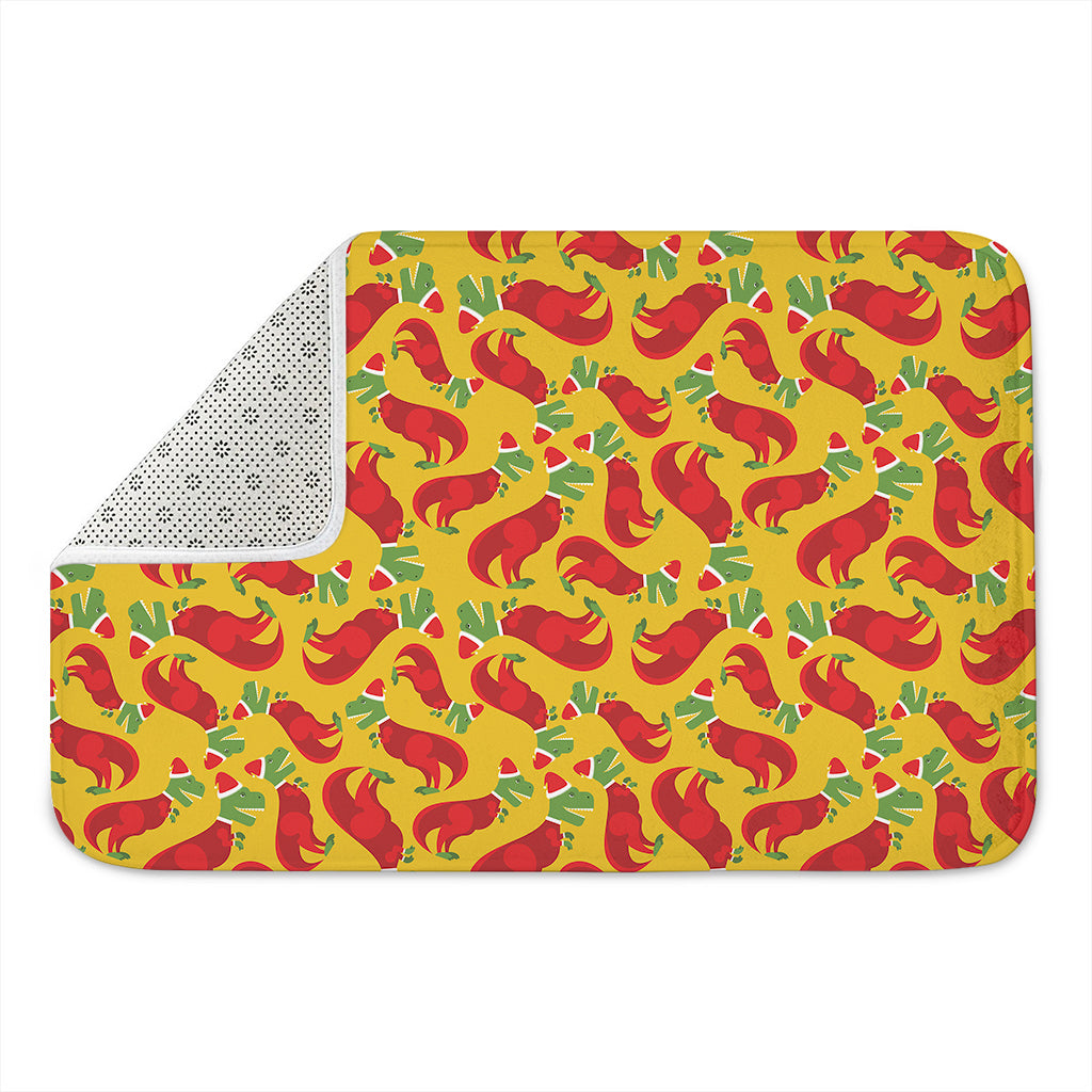 Santa Claus T-Rex Christmas Dino Print Indoor Door Mat