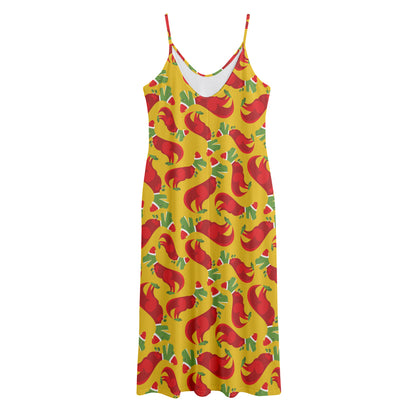 Santa Claus T-Rex Christmas Dino Print Jersey Midi Cami Dress