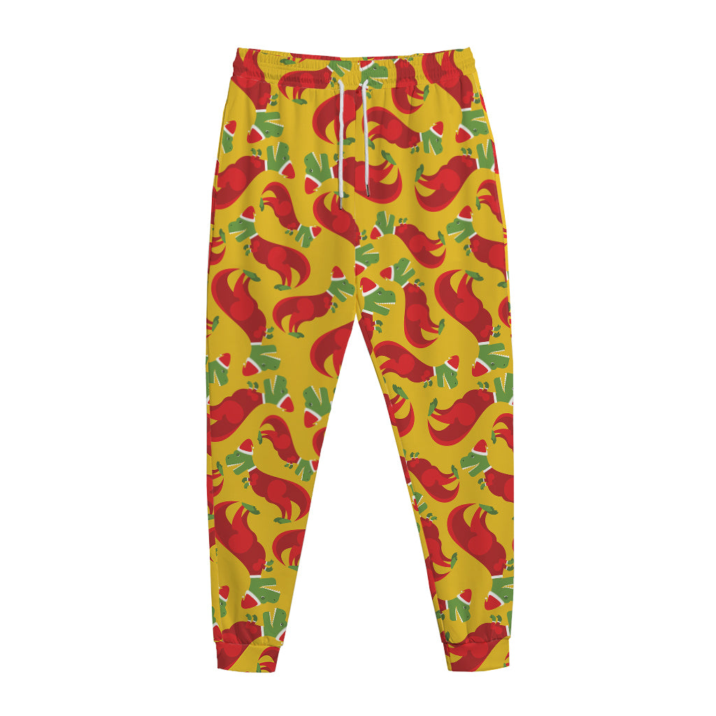 Santa Claus T-Rex Christmas Dino Print Jogger Pants