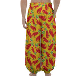 Santa Claus T-Rex Christmas Dino Print Lantern Pants