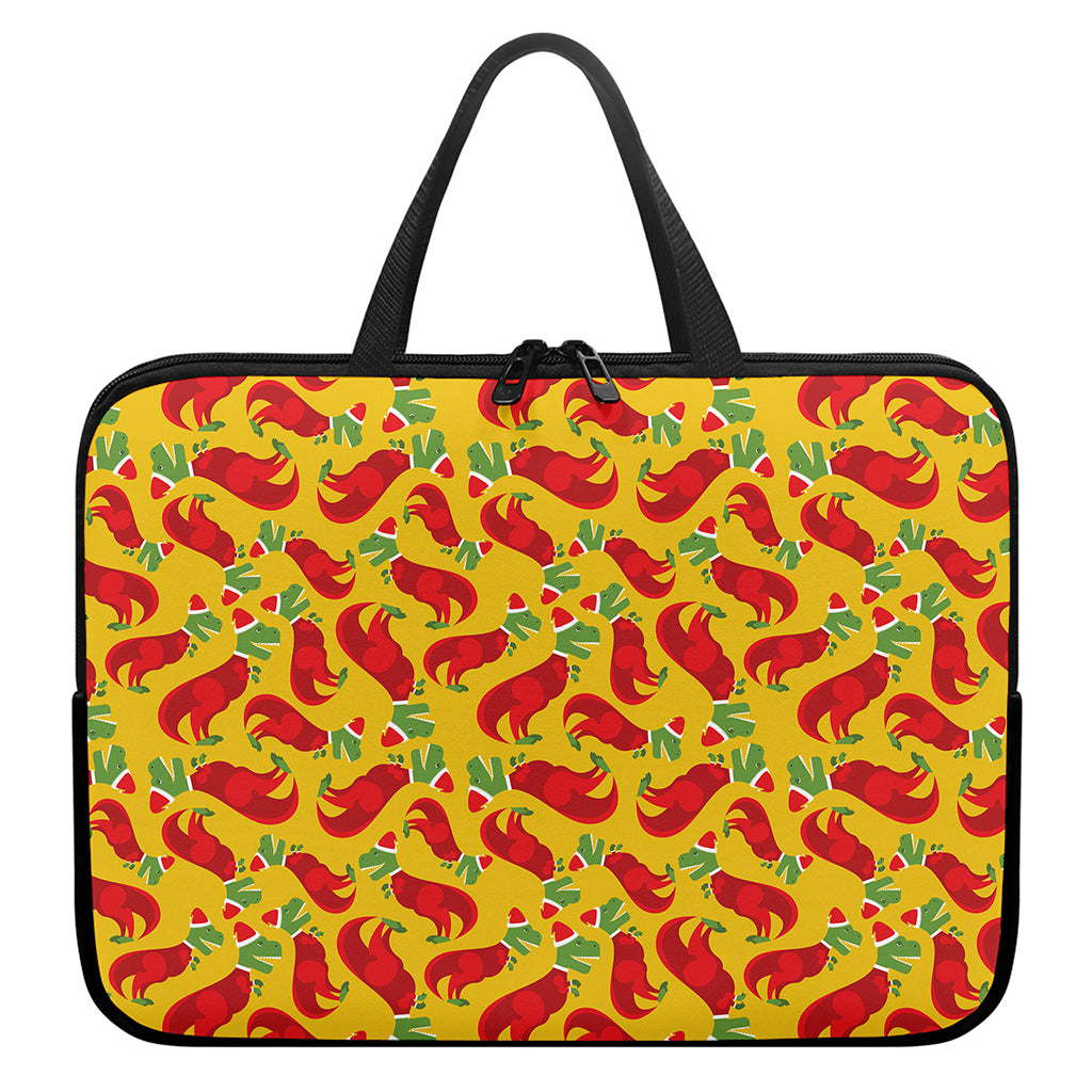 Santa Claus T-Rex Christmas Dino Print Laptop Sleeve With Handle