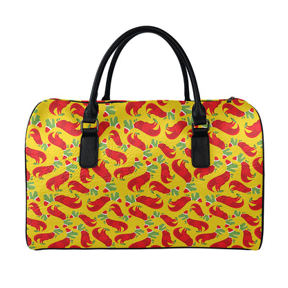 Santa Claus T-Rex Christmas Dino Print Leather Duffle Bag