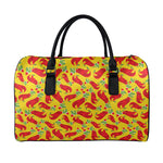 Santa Claus T-Rex Christmas Dino Print Leather Duffle Bag