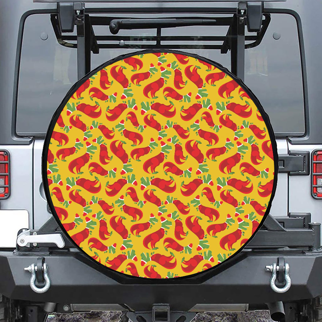 Santa Claus T-Rex Christmas Dino Print Leather Spare Tire Cover