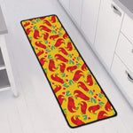 Santa Claus T-Rex Christmas Dino Print Long Kitchen Mat