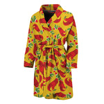 Santa Claus T-Rex Christmas Dino Print Men's Bathrobe