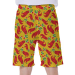 Santa Claus T-Rex Christmas Dino Print Men's Beach Shorts